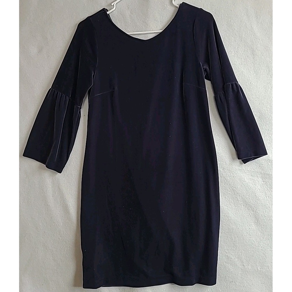 Ann Taylor Navy XSP Velvet Dress Bell Sleeves Party Holiday